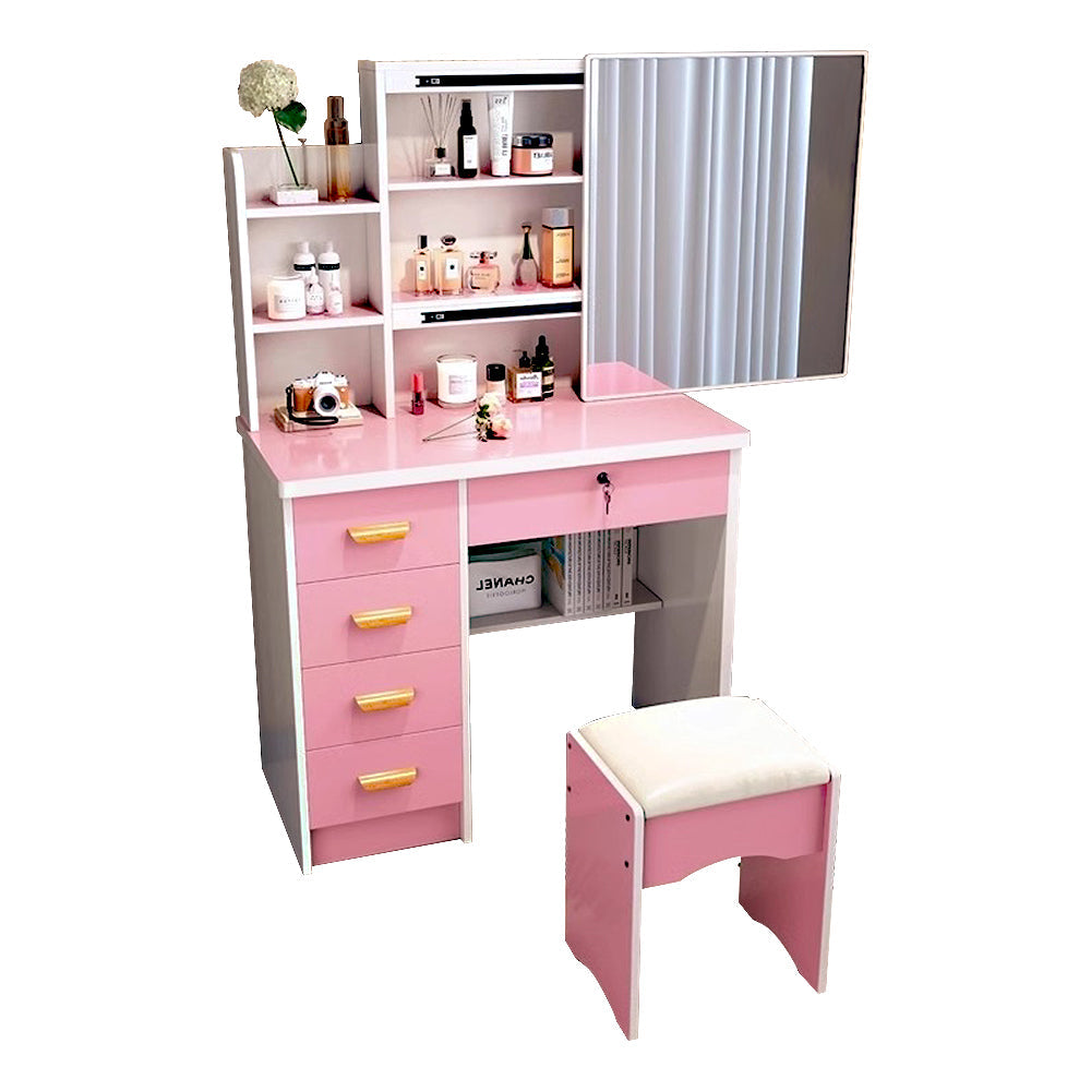 LIVARA 198 80cm Large Sliding LED Mirror Dressing Table with Stool