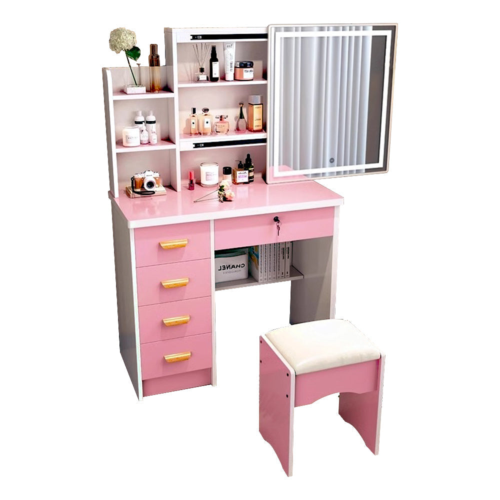 LIVARA 198 80cm Large Sliding LED Mirror Dressing Table with Stool
