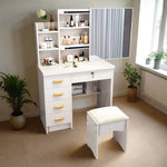 LIVARA 198 80cm Large Sliding LED Mirror Dressing Table with Stool