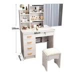 LIVARA 198 80cm Large Sliding LED Mirror Dressing Table with Stool