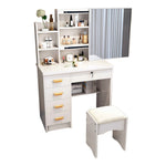 LIVARA 198 80cm Large Sliding LED Mirror Dressing Table with Stool