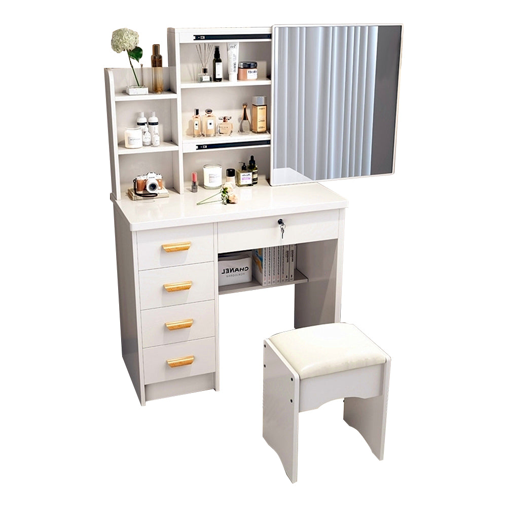 LIVARA 198 80cm Large Sliding LED Mirror Dressing Table with Stool