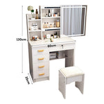 LIVARA 198 80cm Large Sliding LED Mirror Dressing Table with Stool
