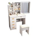 LIVARA 198 80cm Large Sliding LED Mirror Dressing Table with Stool