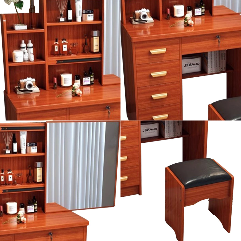 LIVARA 198 80cm Large Sliding LED Mirror Dressing Table with Stool