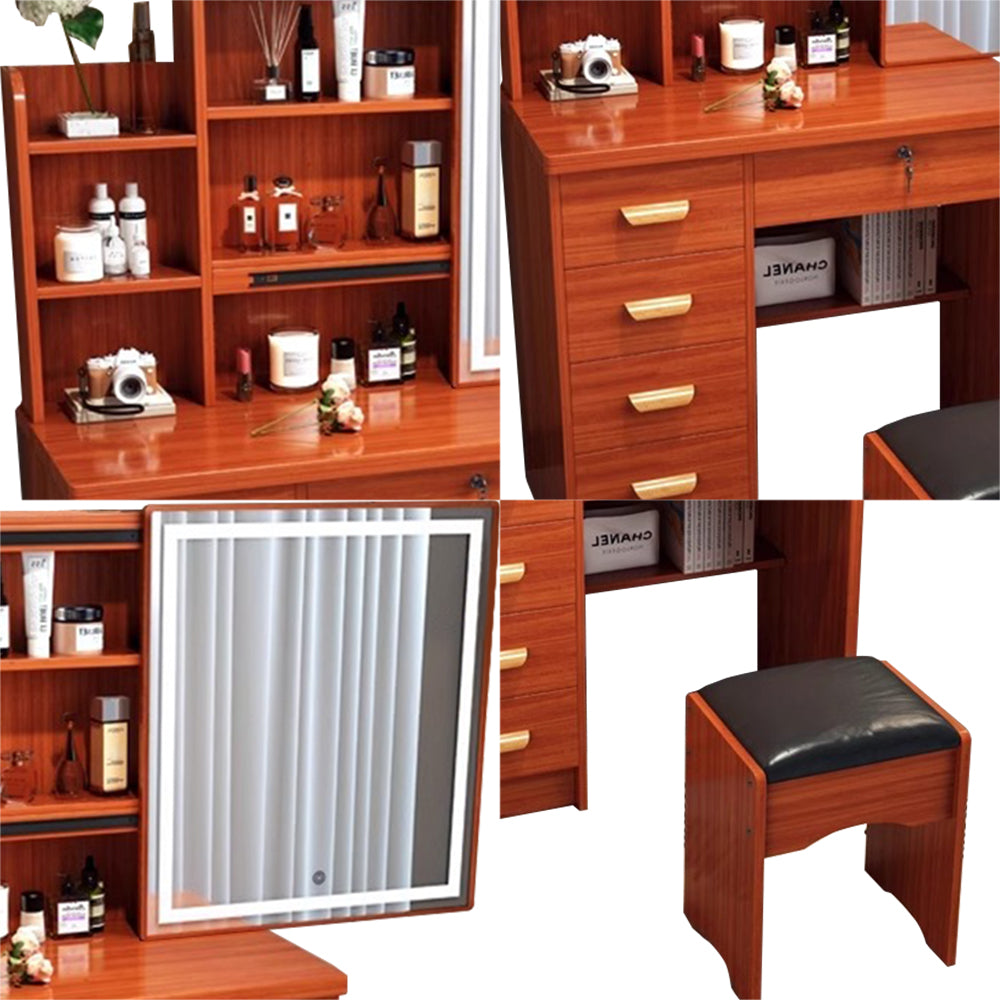 LIVARA 198 80cm Large Sliding LED Mirror Dressing Table with Stool