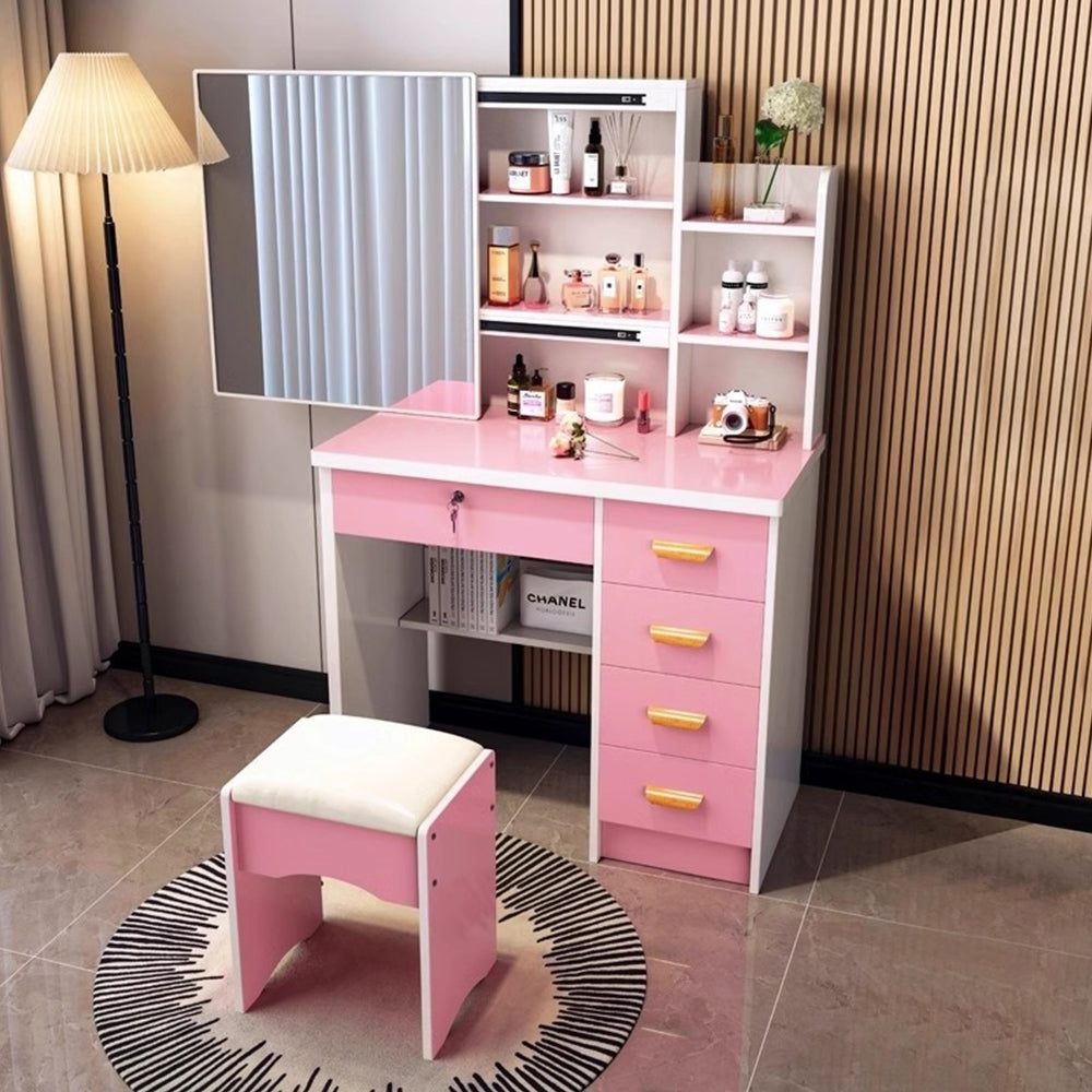 LIVARA 198 80cm Large Sliding LED Mirror Dressing Table with Stool