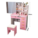 LIVARA 198 80cm Large Sliding LED Mirror Dressing Table with Stool