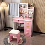LIVARA 198 80cm Large Sliding LED Mirror Dressing Table with Stool