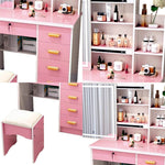 LIVARA 198 80cm Large Sliding LED Mirror Dressing Table with Stool