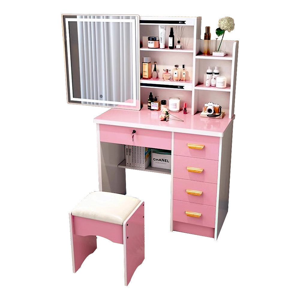 LIVARA 198 80cm Large Sliding LED Mirror Dressing Table with Stool