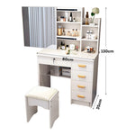 LIVARA 198 80cm Large Sliding LED Mirror Dressing Table with Stool