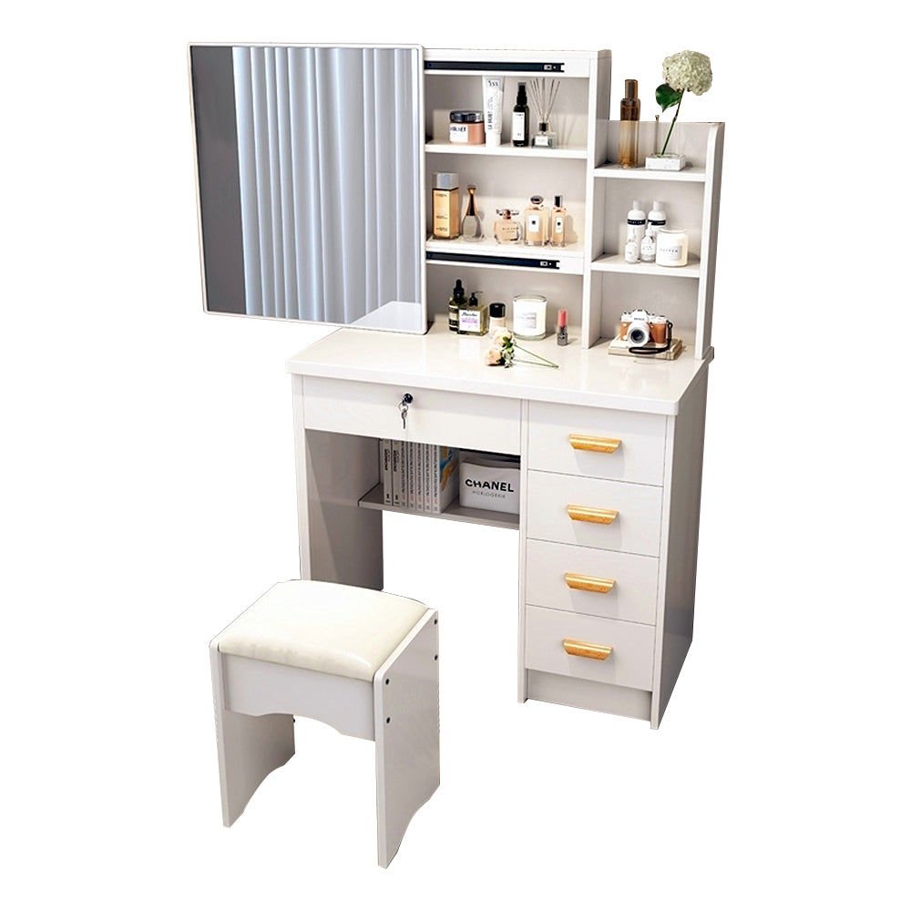 LIVARA 198 80cm Large Sliding LED Mirror Dressing Table with Stool
