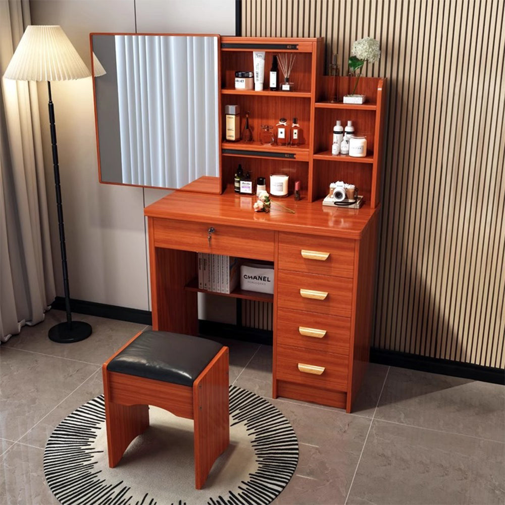 LIVARA 198 80cm Large Sliding LED Mirror Dressing Table with Stool