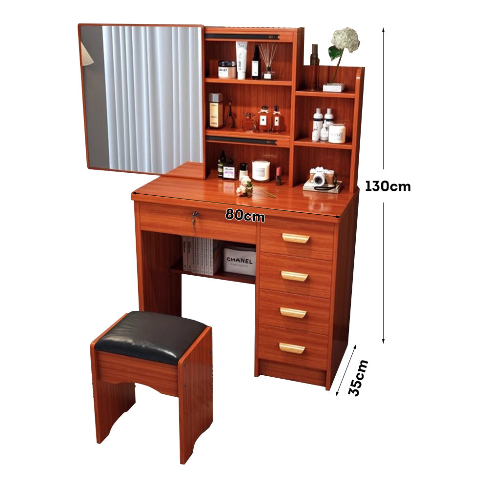 LIVARA 198 80cm Large Sliding LED Mirror Dressing Table with Stool