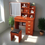 LIVARA 198 80cm Large Sliding LED Mirror Dressing Table with Stool