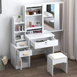 LIVARA 968 80cm Large Sliding Mirror Dressing Table with Stool
