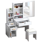 LIVARA 968 80cm Large Sliding Mirror Dressing Table with Stool