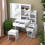 LIVARA 968 80cm Large Sliding Mirror Dressing Table with Stool