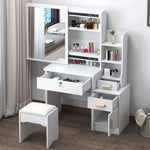 LIVARA 968 80cm Large Sliding Mirror Dressing Table with Stool