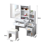 LIVARA 968 80cm Large Sliding Mirror Dressing Table with Stool