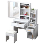 LIVARA 968 80cm Large Sliding Mirror Dressing Table with Stool