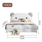 LUXORA B1412 Bear-Shaped Kids Cartoon Solid Wood 150/180cm Frame Bed