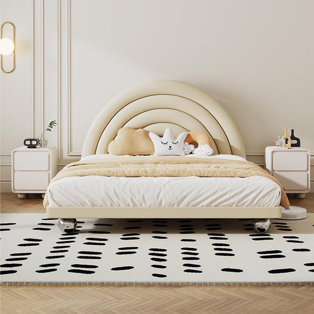 LUXORA B1417 Wood Bed-Artificial 150/180cm Solid Kids Frame Leather