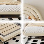 LUXORA B1417 Wood Bed-Artificial 150/180cm Solid Kids Frame Leather