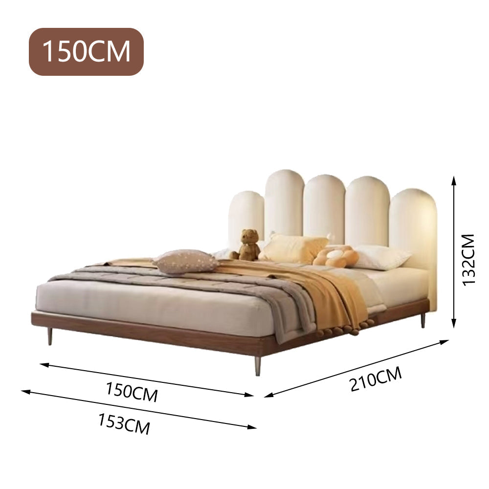 LUXORA B1671 Bed-Artificial 150/180cm Frame Solid Wood Kids Leather