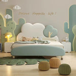 LUXORA CB1118 Frame Solid Wood Bed-Tech 150/180cm Cartoon Kids Cloud-Shaped Fabric