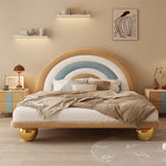 LUXORA CB1144 Kids Frame Rainbow-Shaped Cartoon 150/180cm Wood Solid Bed