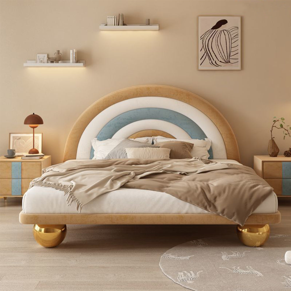 LUXORA CB1144 Kids Frame Rainbow-Shaped Cartoon 150/180cm Wood Solid Bed