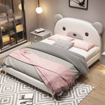 LUXORA CB1193 150/180cm Solid Kids Wood Frame Cartoon Bear-Shaped Bed