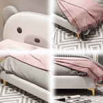 LUXORA CB1193 150/180cm Solid Kids Wood Frame Cartoon Bear-Shaped Bed