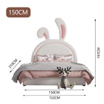 LUXORA CB1194 Kids 150/180cm Solid Frame Cartoon Wood Ear-Shape Bunny Little Bed
