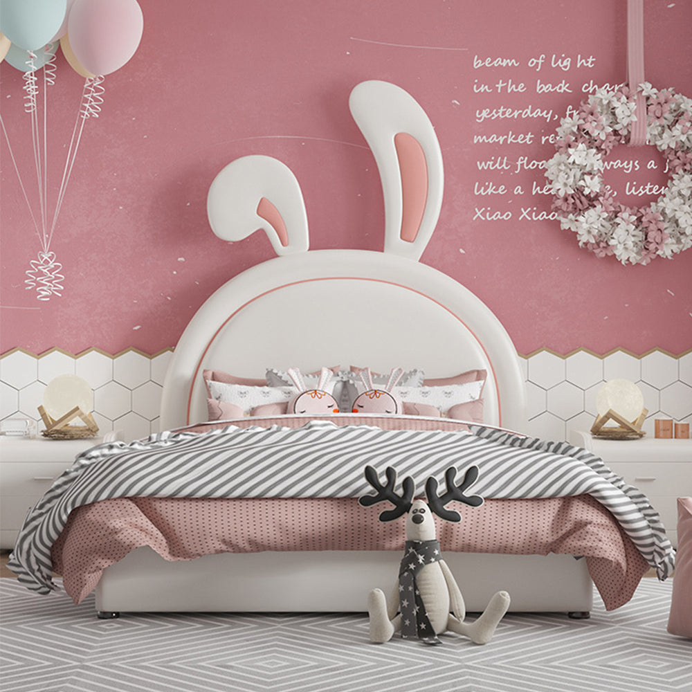 LUXORA CB1194 Kids 150/180cm Solid Frame Cartoon Wood Ear-Shape Bunny Little Bed