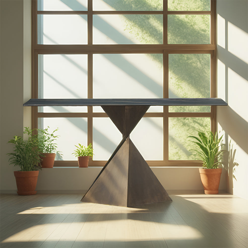 LUXORA CC1012 Style Stone Design 100/120/140cm Geometric Minimalist Top Sintered Console Table