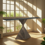 LUXORA CC1012 Style Stone Design 100/120/140cm Geometric Minimalist Top Sintered Console Table
