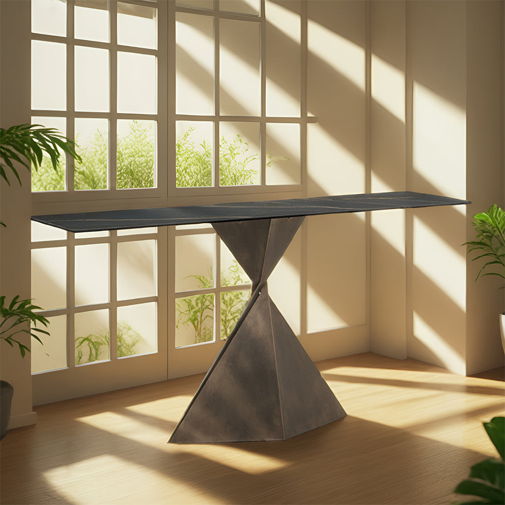 LUXORA CC1012 Style Stone Design 100/120/140cm Geometric Minimalist Top Sintered Console Table