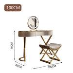 LUXORA DR1026 Rock Countertop Dressing Table, Gold Plated Stainless Steel Frame, 100-136CM