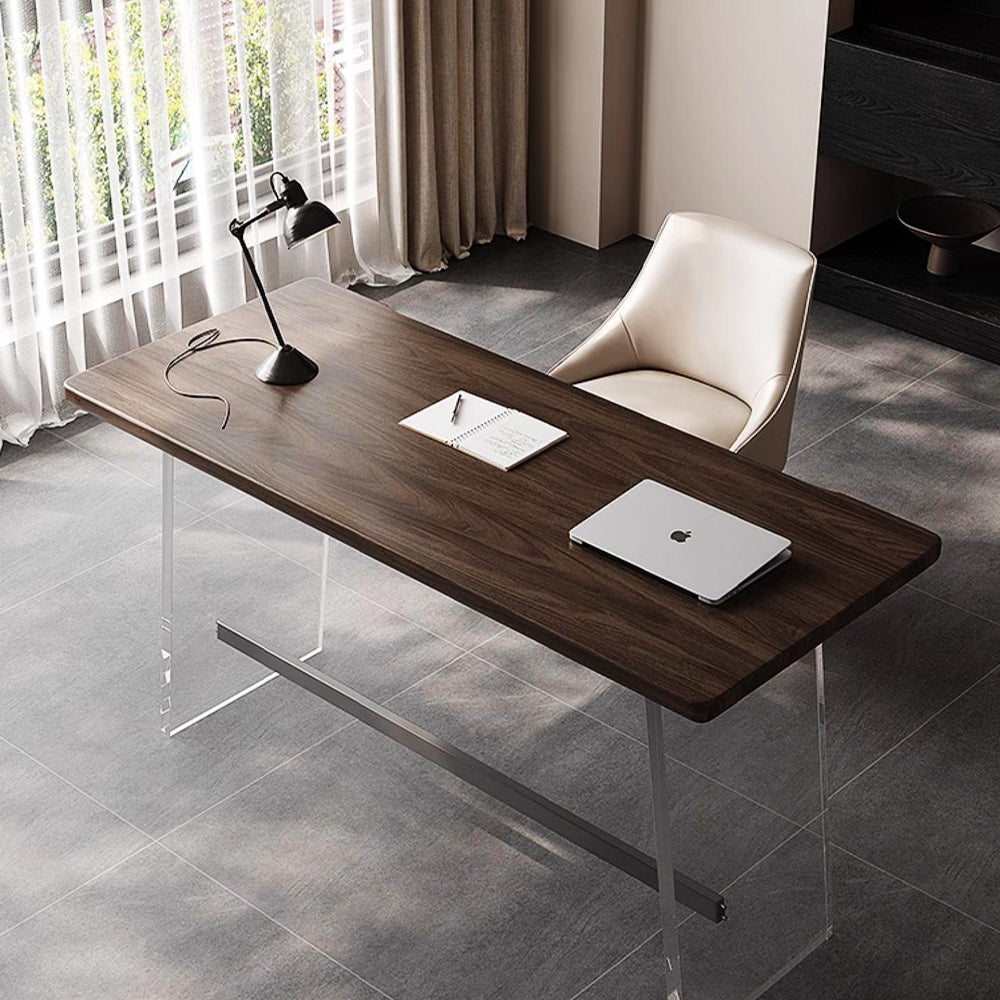 LUXORA WD1040 Minimalist Black Solid Walnut Wood 120/140/160cm Style Desk