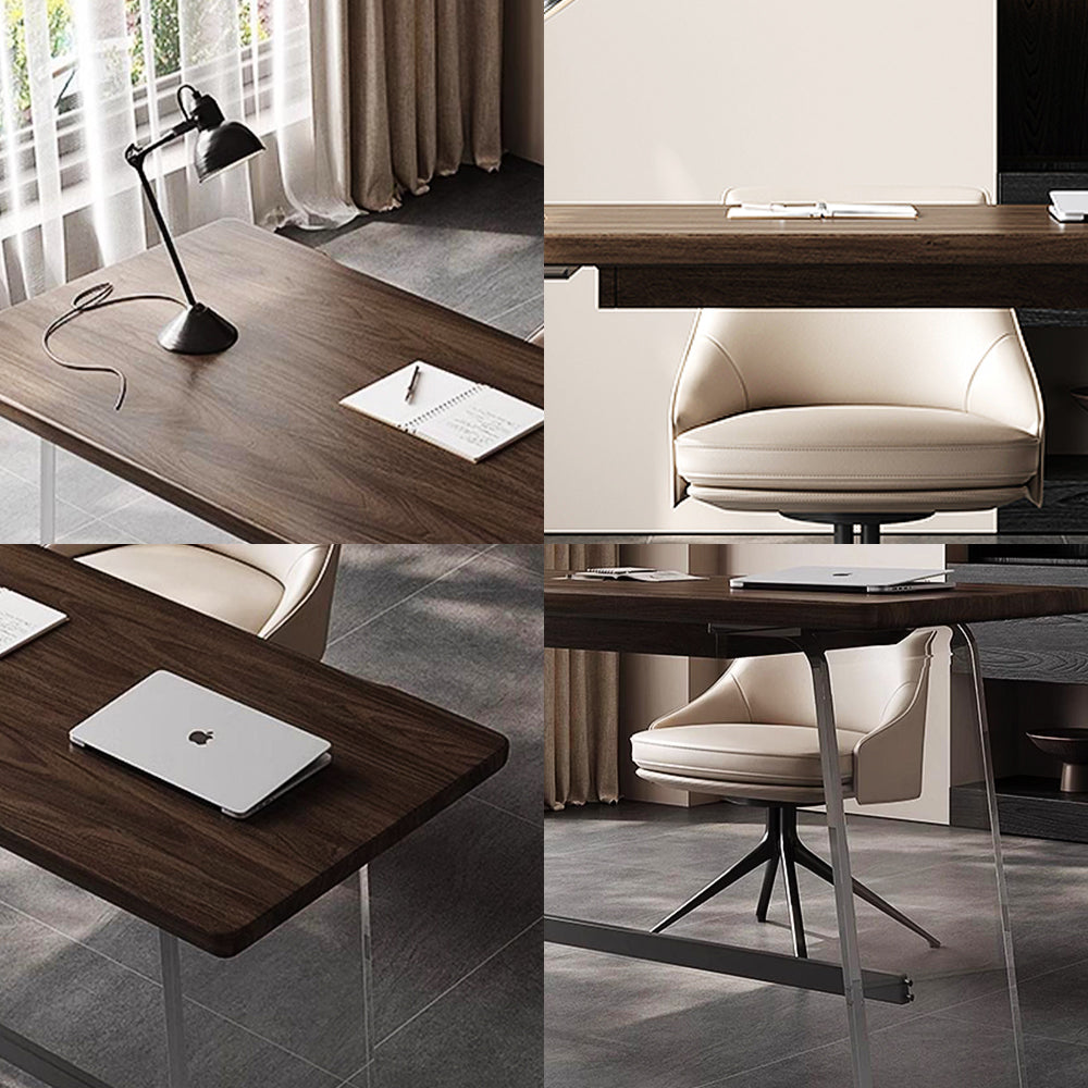 LUXORA WD1040 Minimalist Black Solid Walnut Wood 120/140/160cm Style Desk