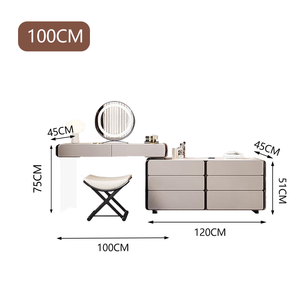 LUXORA DR1042 Wood Solid Acrylic Cabinet Support Dressing 80-120cm Table