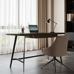 LUXORA WD1049 Wood Walnut Black 120/140/160CM Solid Minimalist Style Desk