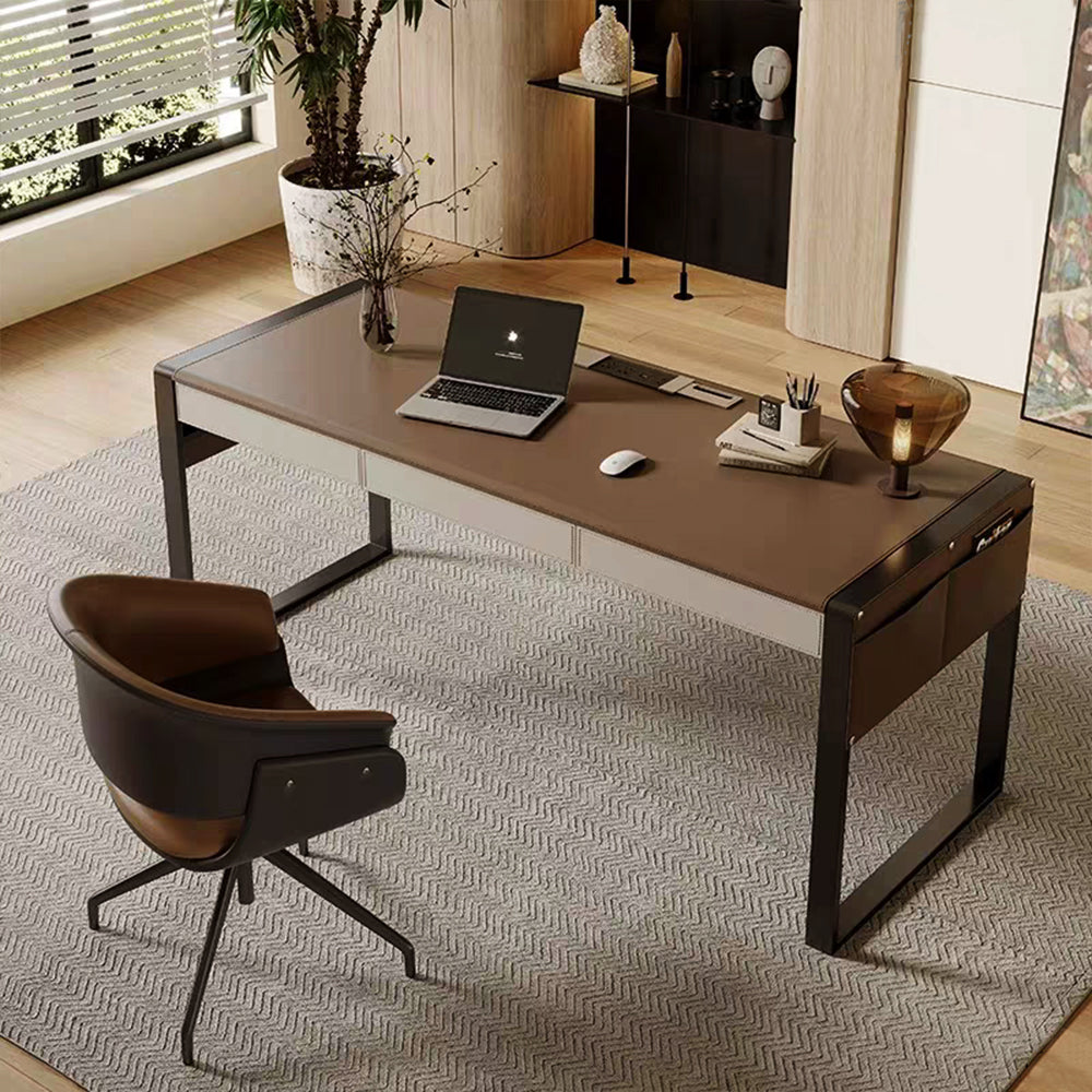 LUXORA DR1072 Saddle 120/140/160/180cm Style Luxury Light Leather Desk