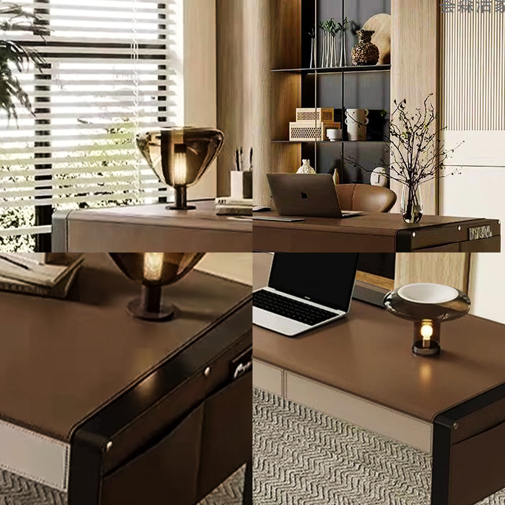 LUXORA DR1072 Saddle 120/140/160/180cm Style Luxury Light Leather Desk