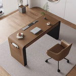 LUXORA DR1074 Minimalist Style 120/140/160/180cm Leather Saddle Fall Desk