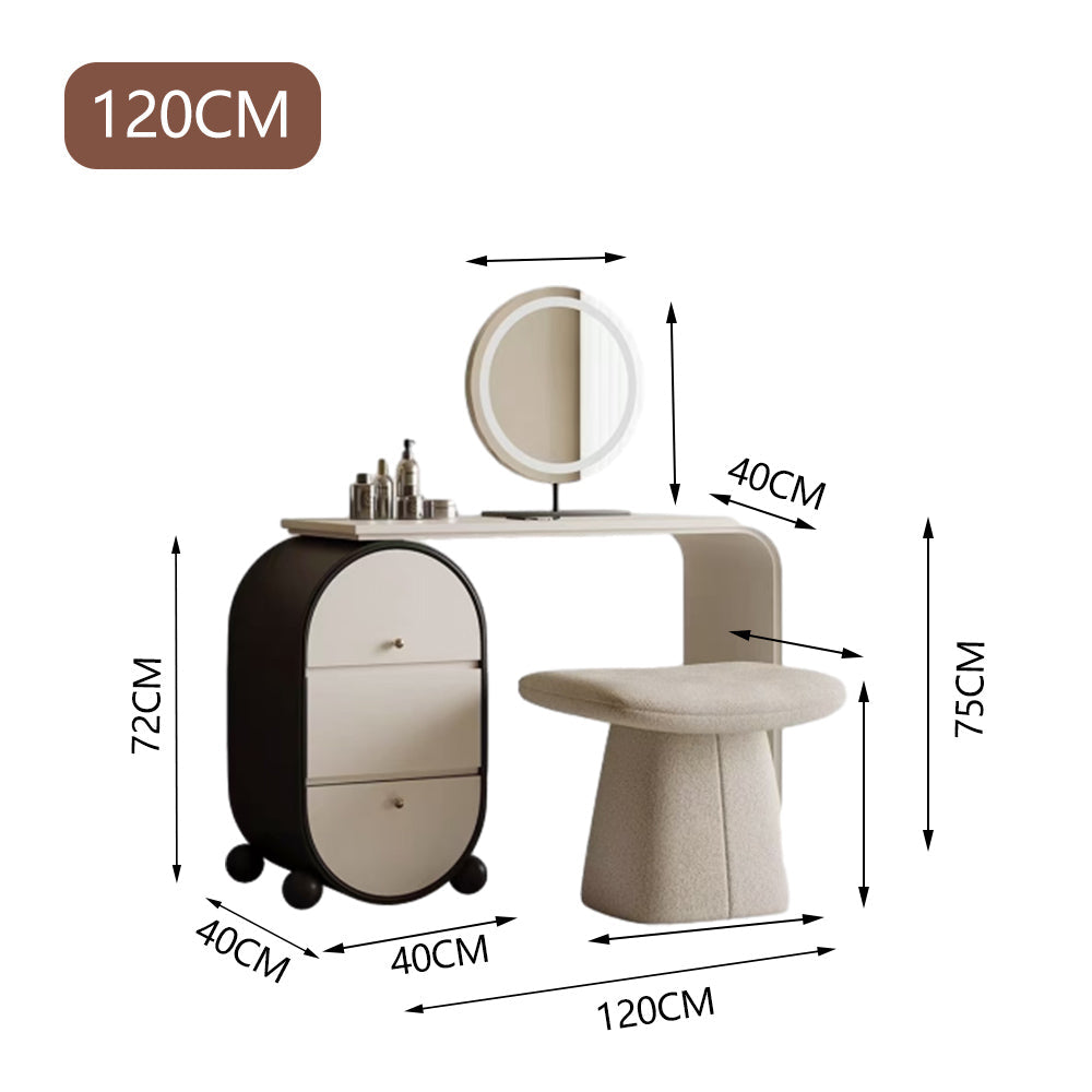 LUXORA DR1082 Lacquered Solid Tabletop Dressing Wood 100-120cm Table