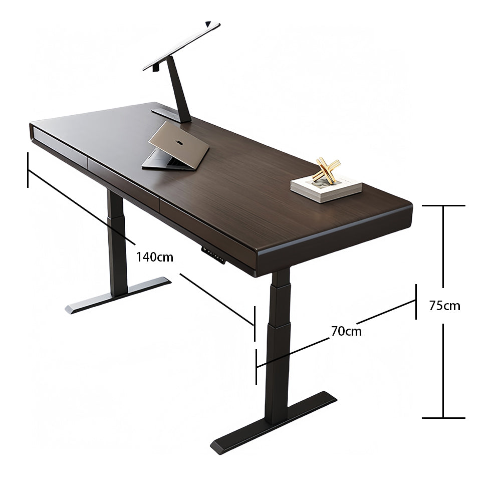 LUXORA DR1100 Manchurian Minimalist 140/160/180cm Height-Adjustable Electric Ash Veneer Style Desk